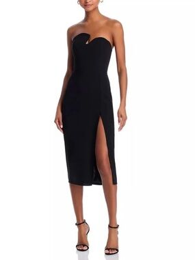 Amanda Uprichard Puzzle Strapless Midi Dress in Black